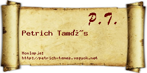 Petrich Tamás névjegykártya