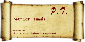 Petrich Tamás névjegykártya